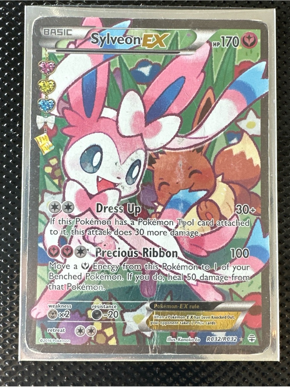 Pokemon Sylveon EX Pink Blue Green Full Art Card HP/DMG - Picture 1 of 12